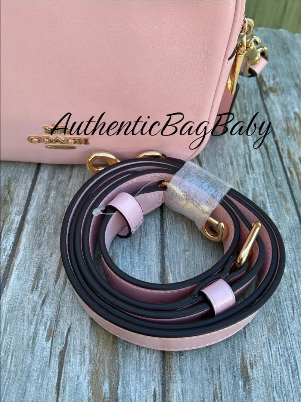 Coach Mini Carey Crossbody Bag In Light Pink Shiny Leather Purse